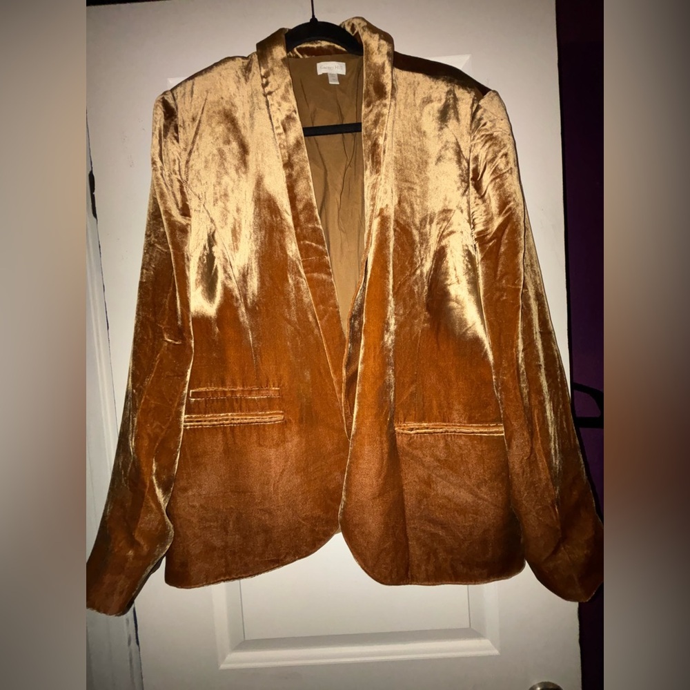 Garnet hill relaxed gold velvet blazer size 18